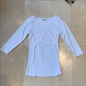 Zara 3/4 Sleeve White Organic Cotton Top